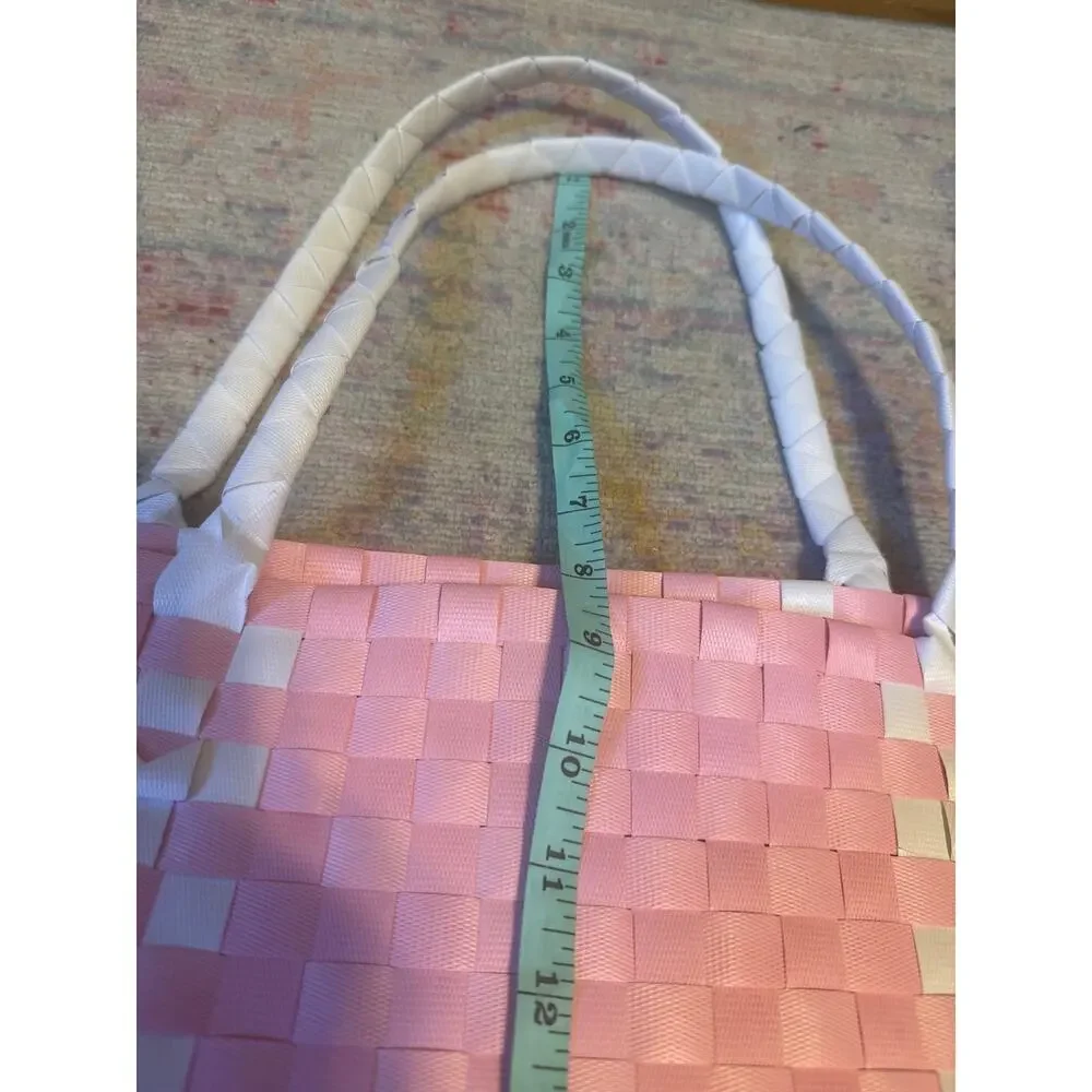 Kate Spade New York Woven Pink Large Tote Bag Weekender Beach Bag Pink
